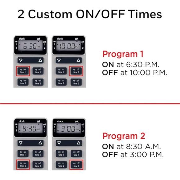 Plug-in Timer, 2 ON/Off Options, Weather-Resistant, 1 Grounded, 1 Pack - Picture 5 of 7